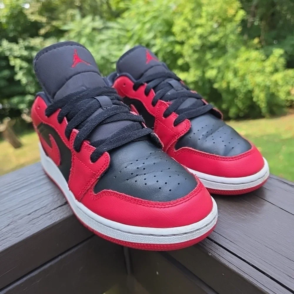 Air Jordan 1 Low‎ - Reverse Bred (553558-606) Gym Red Black Authentic DS Size 6